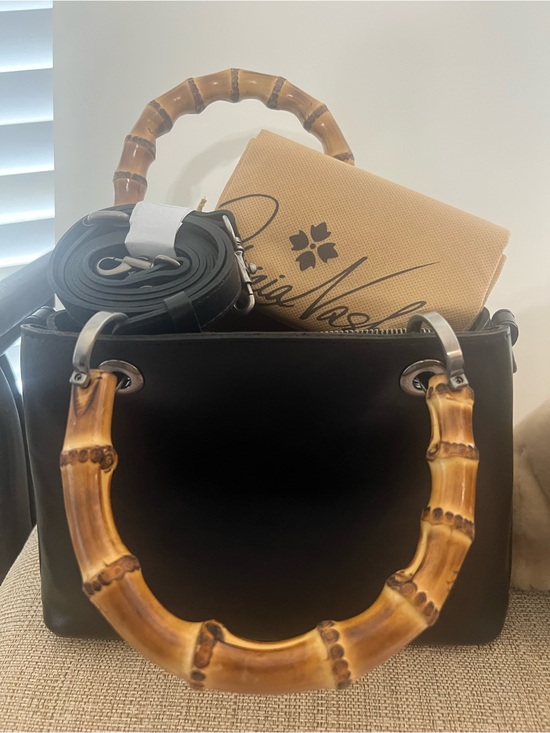 Patricia Nash Handbags - Patricia Nash black leather bag with bamboo handles NWT